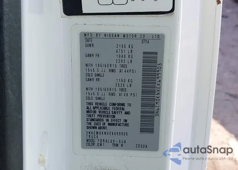 2014 Nissan Nv200 Sv from USA, damaged, VIN 3N6CM0KNXEK699905